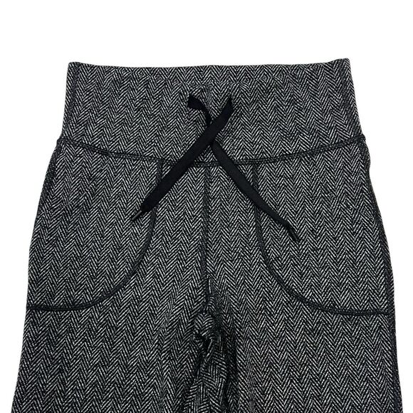 Lululemon herringbone High Waist Tie Gray Pattern Pockets Leggings Pants Size 6 - Picture 5 of 9